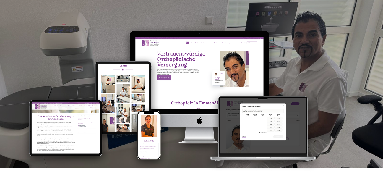Orthopädie Dr. M. Majeed - website across desktop, tablet and mobile