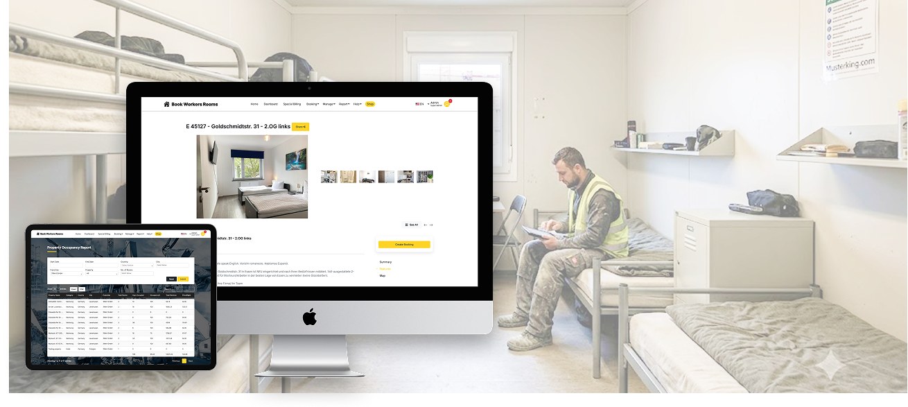 Accommodation Booking System - on-site device view