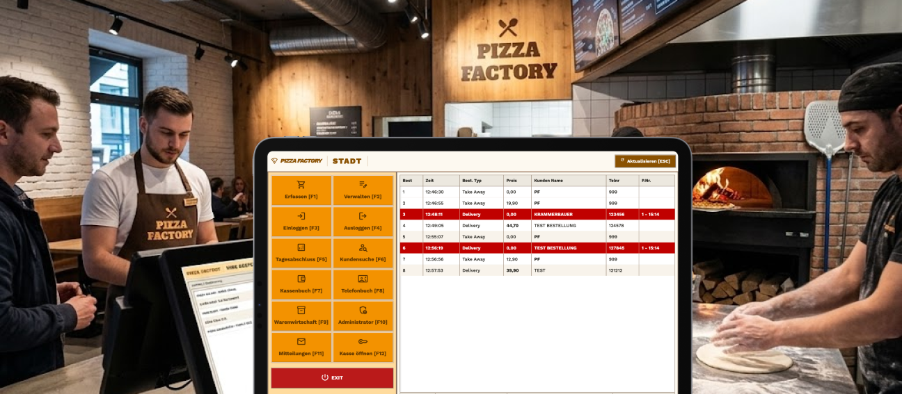 Pizza Factory POS - order register at the counter